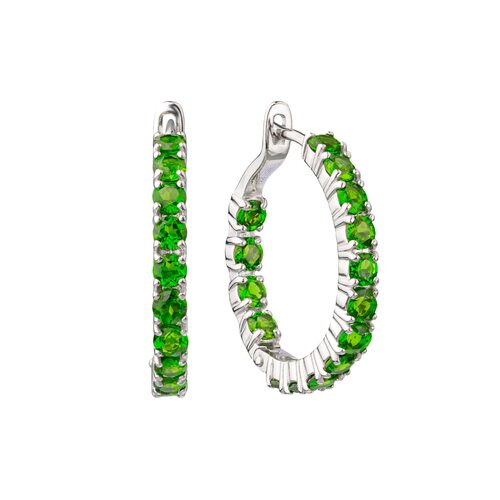 Серьги с хромдиопсидом из серебра 925 пробы
