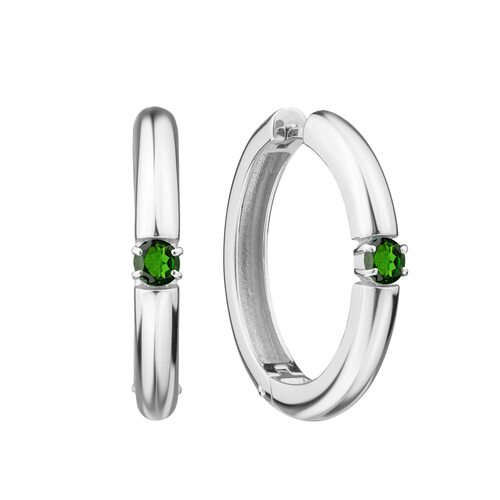 Серьги с хромдиопсидом из серебра 925 пробы