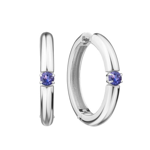 Серьги с танзанитами из серебра 925 пробы