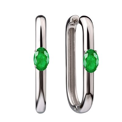 Серьги с изумрудами из серебра 925 пробы
