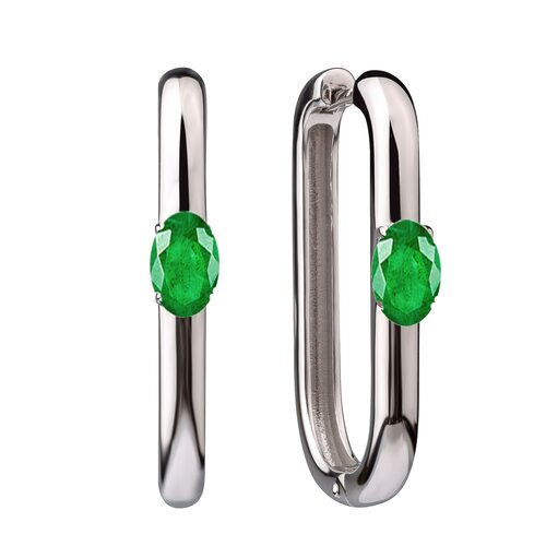 Серьги с изумрудами из серебра 925 пробы