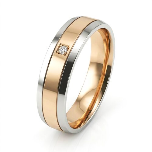 Кольцо обручальное с бриллиантом из золота 585 пробы