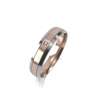 Кольцо обручальное с бриллиантом из золота 585 пробы