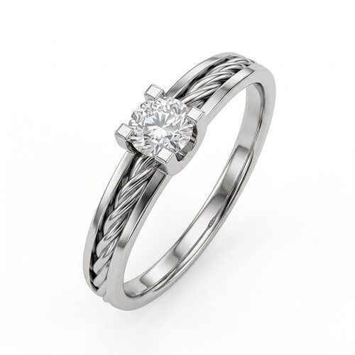 Кольцо с бриллиантом из белого золота 585 пробы