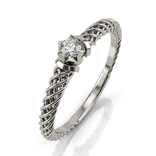 Кольцо с бриллиантом из белого золота 585 пробы