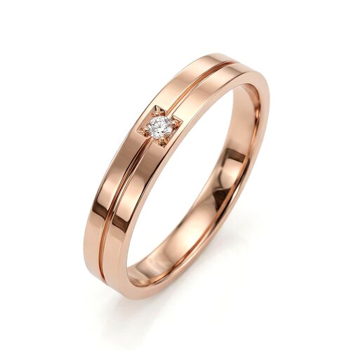 Кольцо обручальное с бриллиантом из золота 585 пробы