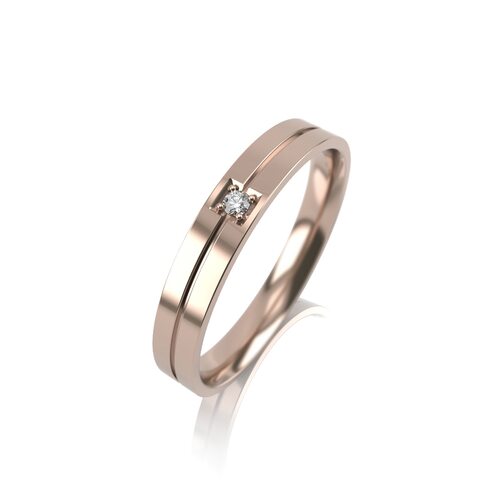 Кольцо обручальное с бриллиантом из золота 585 пробы