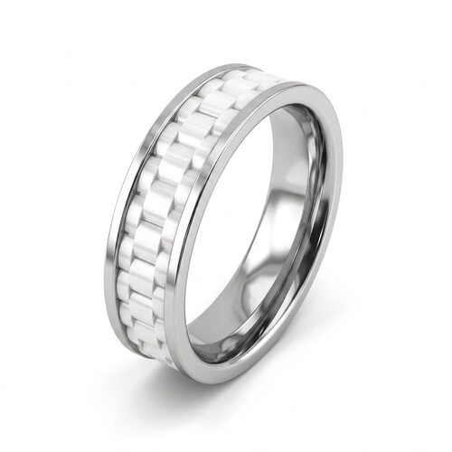 Кольцо с керамикой из белого золота 585 пробы