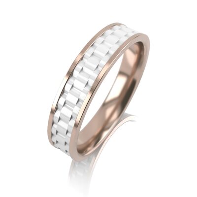 Кольцо обручальное с керамикой из золота 585 пробы