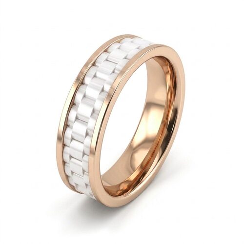 Кольцо обручальное с керамикой из золота 585 пробы