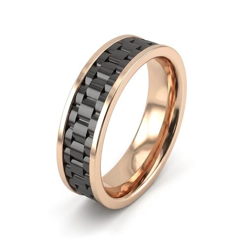 Кольцо обручальное с керамикой из золота 585 пробы