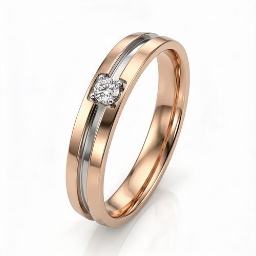 Кольцо обручальное с бриллиантом из золота 585 пробы