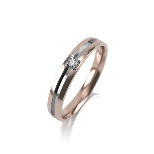 Кольцо обручальное с бриллиантом из золота 585 пробы