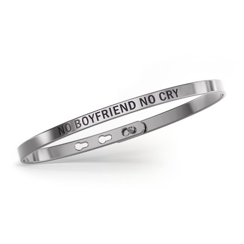 Браслет "No boyfriend no cry" с эмалью из серебра 925 пробы