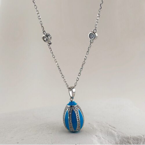 Колье с фианитами и эмалью из серебра 925 пробы