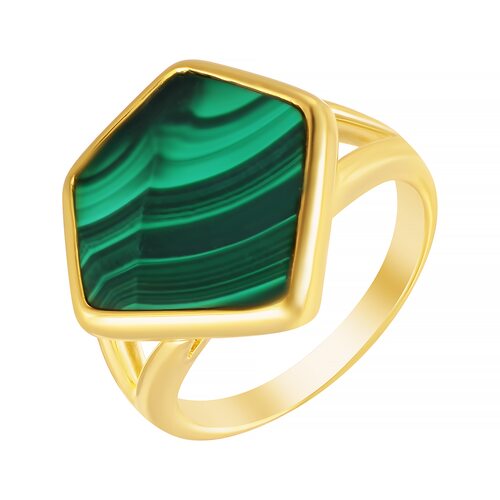 Кольцо с малахитом из серебра 925 пробы с позолотой