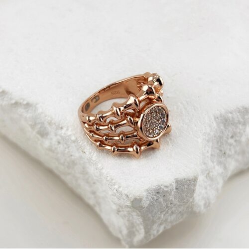 Кольцо с фианитами из серебра 925 пробы с позолотой арт. SR35622-BR