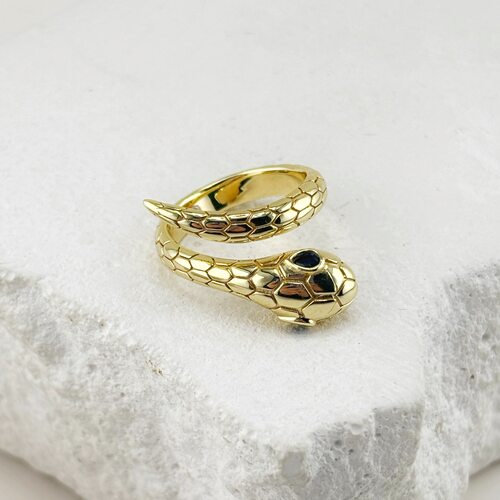 Кольцо "Змея" с фианитами из серебра 925 пробы с позолотой арт. SR39952-BY