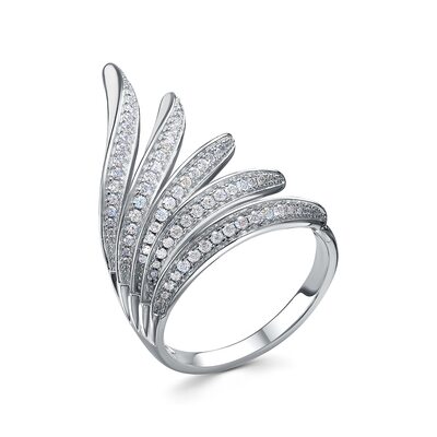 Кольцо с фианитами и эмалью из серебра 925 пробы