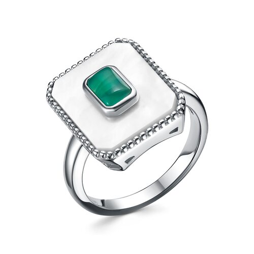 Кольцо с перламутром и агатом из серебра 925 пробы