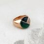 Кольцо с фианитами, малахитом и ониксом из серебра 925 пробы с позолотой арт. SR42099-BR