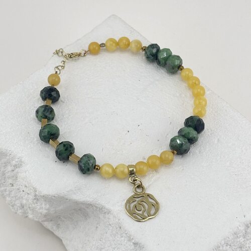 Браслет с янтарем из серебра 925 пробы с позолотой