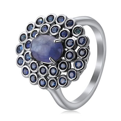 Кольцо сапфир, танзанит из серебра 925 пробы