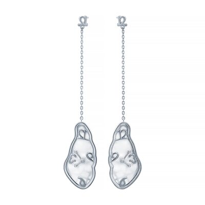 Серьги "Часы" с перламутром из серебра 925 пробы