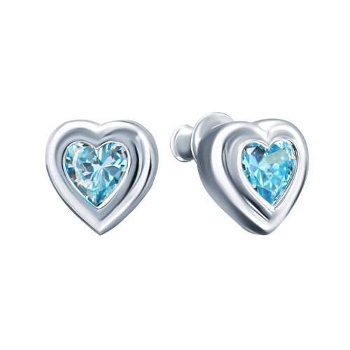 Серьги "Сердце" с фианитами из серебра 925 пробы