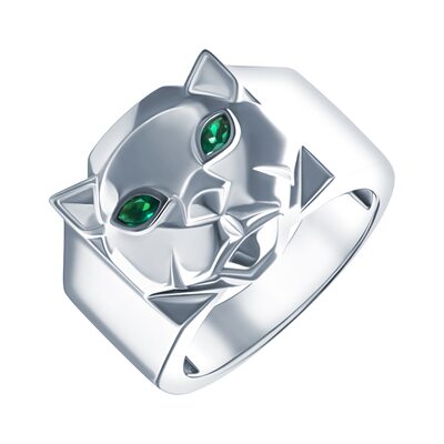Кольцо "Пантера" с фианитами из серебра 925 пробы