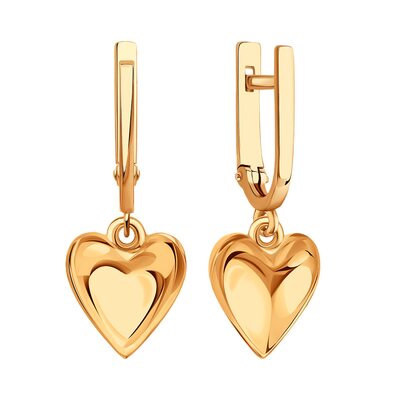 Серьги "Сердца" из золота 585 пробы
