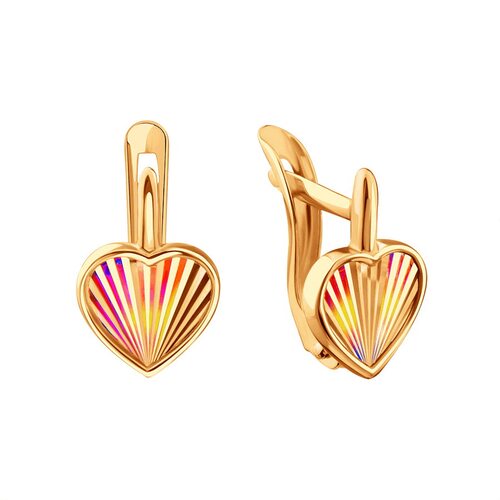 Серьги "Сердца" из золота 585 пробы