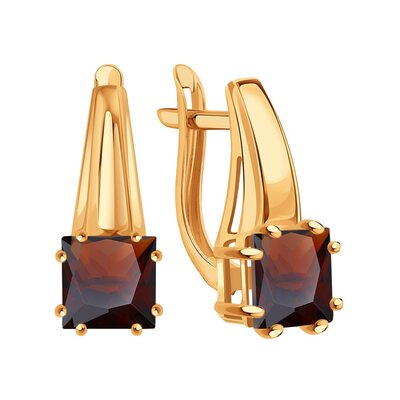 Серьги с гранатами из золота 585 пробы