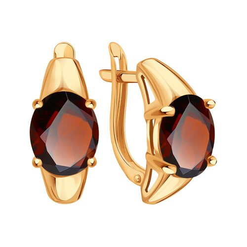 Серьги с гранатами из золота 585 пробы