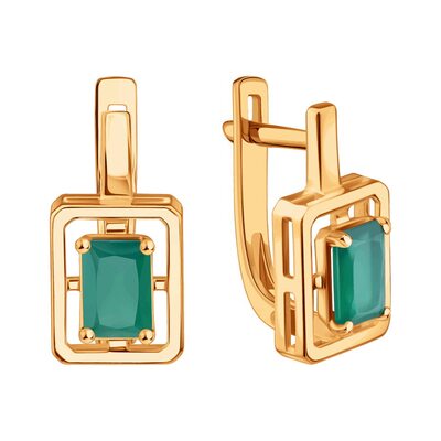 Серьги с агатами из золота 585 пробы