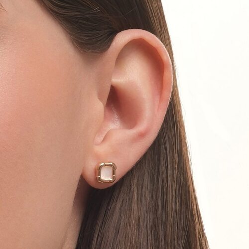 Пуссеты с перламутром из золота 585 пробы