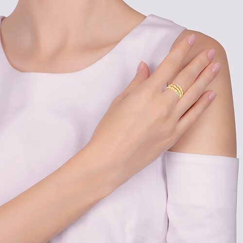 Кольцо "Змея" с бриллиантами из золота 585 пробы