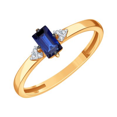 Кольцо с сапфиром и бриллиантами из золота 585 пробы