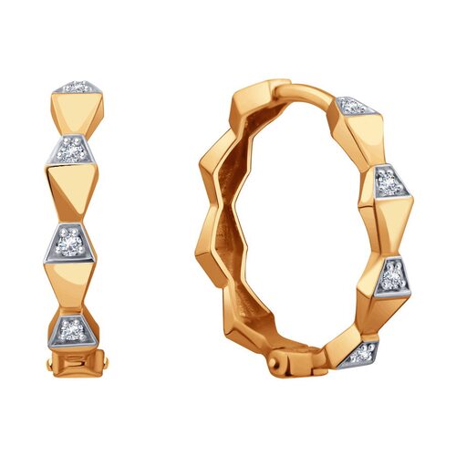 Серьги "Змеи" с бриллиантами из золота 585 пробы