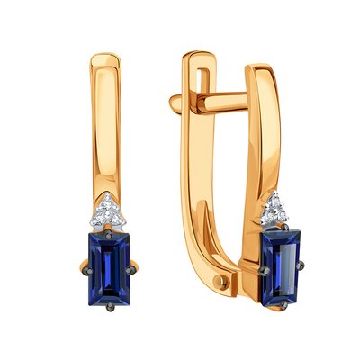 Серьги с сапфирами и бриллиантами из золота 585 пробы