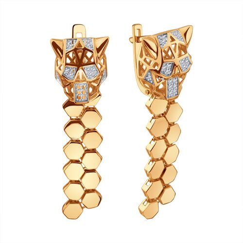 Серьги "Пантеры" с бриллиантами из золота 585 пробы