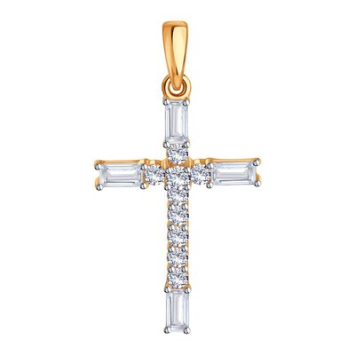 Декоративный крест с бриллиантами из золота 585 пробы
