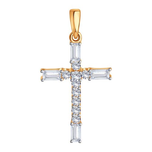 Декоративный крест с бриллиантами из золота 585 пробы