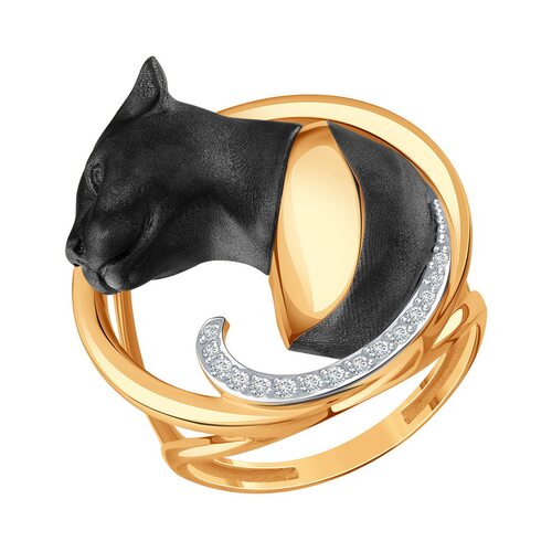 Кольцо "Пантера" с бриллиантами из золота 585 пробы