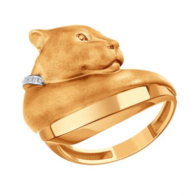 Кольцо "Пантера" с бриллиантами из золота 585 пробы