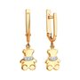Серьги "Мишки" с фианитами из золота 585 пробы арт. Т14202Е081