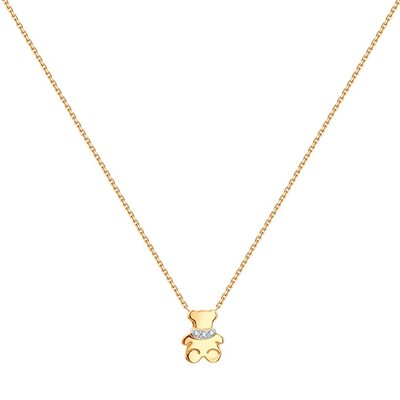 Колье "Мишка" с фианитами из золота 585 пробы