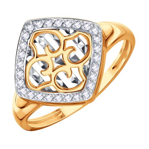 Кольцо с фианитами из золота 585 пробы