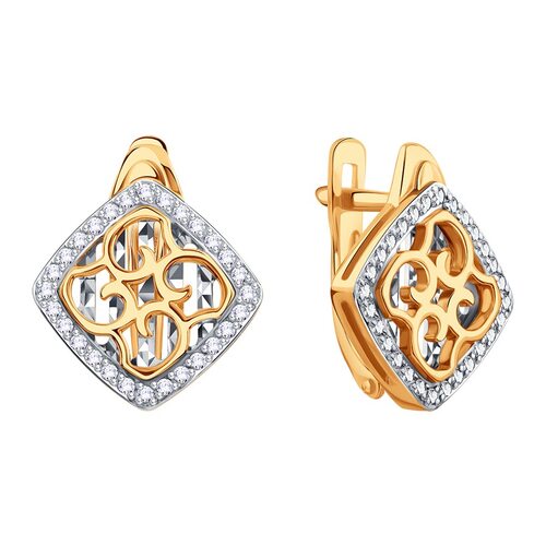 Серьги с фианитами из золота 585 пробы