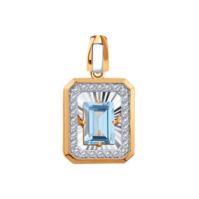 Подвеска с топазом и фианитами из золота 585 пробы